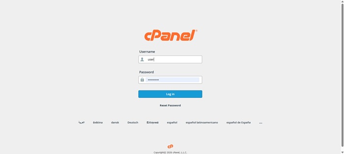 ورود به سی‌پنل برای تهیه بکاپ کامل