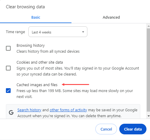 پاک کردن کش کروم برای رفع خطای ERR_CONNECTION_REFUSED
