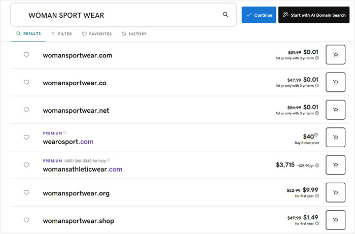 سایت godaddy برای انتخاب نام دامنه با هوش مصنوعی