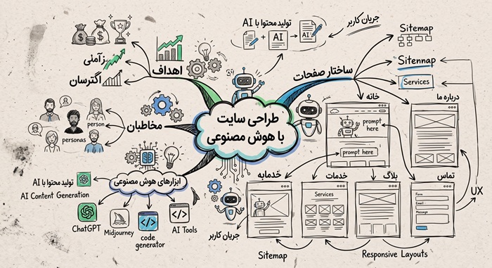 وایرفریم طراحی سایت با AI