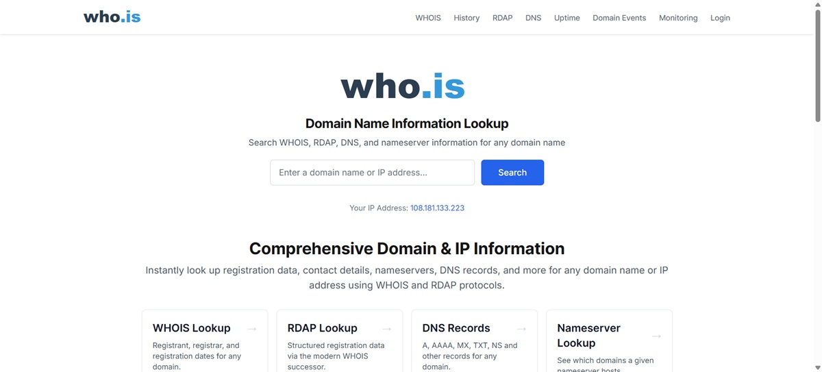 بررسی سابقه مالکیت و سن دامنه (Whois History)